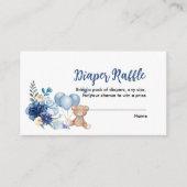 Teddy Bear Blue Balloon Babydusche Windelwanne Begleitkarte (Vorderseite)