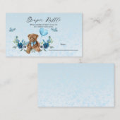 Teddy Bear Blue Balloon Babydusche Windelwanne Begleitkarte (Vorne/Hinten)