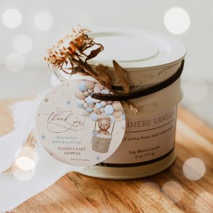 Teddy Bear Blue Balloon Bearly Wait Baby Shower Geschenkanhänger