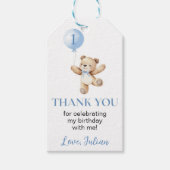 Teddy Bear Blue Balloon Beary Birthday Vielen Dank Geschenkanhänger (Vorderseite)