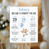 Teddy Bear Blue Balloon Beary First Year Meilenste Poster