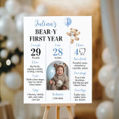 Teddy Bear Blue Balloon Beary First Year Meilenste Poster