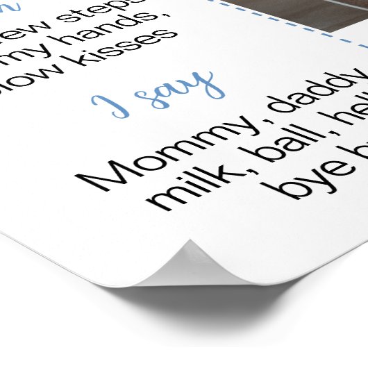 Teddy Bear Blue Balloon Beary First Year Meilenste Poster (Ecke)