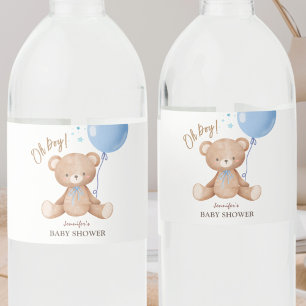 Teddy Bear Blue Balloon Kinderdusche Wasser Wasserflaschenetikett