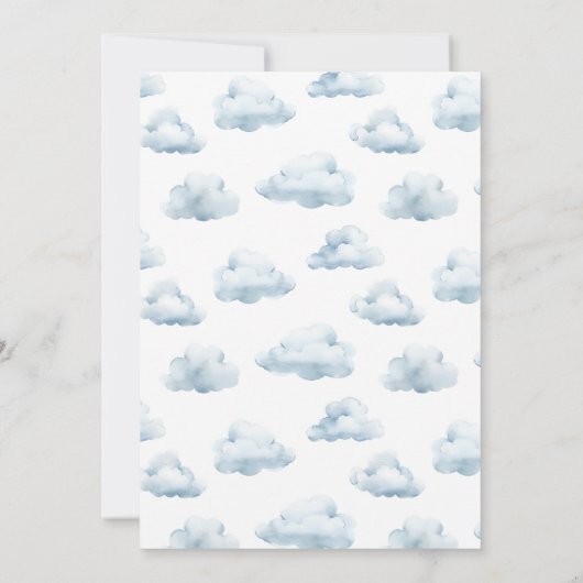 Teddy Bear Blue Balloon Oh Boy Baby Dusche Einladung (Rückseite)