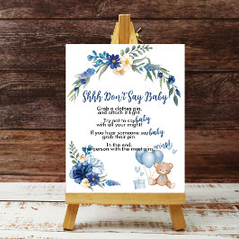 Teddy Bear Blue Balloon Shh Say Baby Game nicht Poster