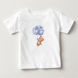 Teddy Bear Blue Balloon Wassercolor Babydusche Baby T-shirt