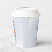 Teddy Bear Blue Balloon Wassercolor Babydusche Pappbecher (Links)