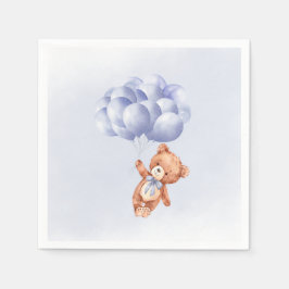 Teddy Bear Blue Balloon Wassercolor Babydusche Serviette