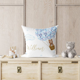 Teddy Bear Blue Balloons Baby Kinderzimmer Kissen
