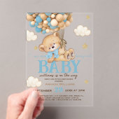 Teddy Bear Blue Balloons Babydusche Acryleinladungen (Insitu (Handheld))