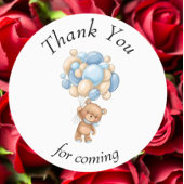 Teddy Bear Blue Balloons Babydusche Danke Labrador Etiketten