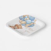 Teddy Bear Blue Balloons Babydusche Danke Pa Pappteller (Gewinkelt)