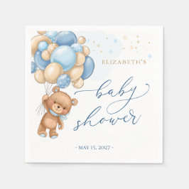 Teddy Bear Blue Balloons Babydusche Napkins Serviette