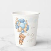 Teddy Bear Blue Balloons Babydusche Pappbecher (Rückseite)