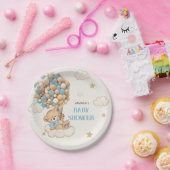 Teddy Bear Blue Balloons Babydusche Pappteller (Party)