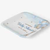 Teddy Bear Blue Balloons Babydusche Pappteller (Gewinkelt)