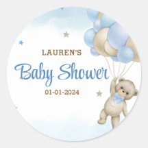 Teddy Bear Blue Balloons Babydusche