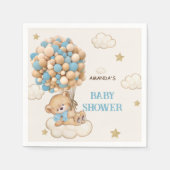Teddy Bear Blue Balloons Babydusche Serviette (Vorderseite)