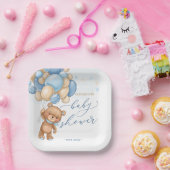 Teddy Bear Blue Balloons Babydusche Teller (Party)