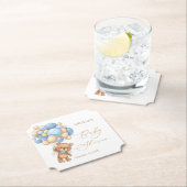 Teddy Bear Blue Balloons Babydusche Untersetzer (Vor Ort)