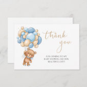 Teddy Bear Blue Balloons Babydusche Vielen Dank (Vorne/Hinten)