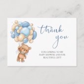 Teddy Bear Blue Balloons Babydusche Vielen Dank Begleitkarte (Vorderseite)