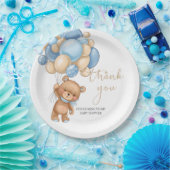 Teddy Bear Blue Balloons Babydusche Vielen Dank Pappteller (Party)