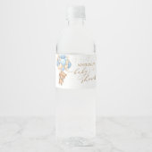Teddy Bear Blue Balloons Babydusche Wasserflaschenetikett (Vorderseite)