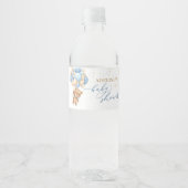 Teddy Bear Blue Balloons Babydusche Wasserflaschenetikett (Vorderseite)