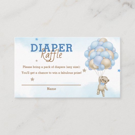 Teddy Bear Blue Balloons Babydusche Windelwanne Ra Begleitkarte (Vorderseite)