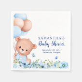 Teddy Bear Blue Balloons Bearly Wait Baby Dusche Serviette (Vorderseite)