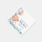 Teddy Bear Blue Balloons Bearly Wait Baby Dusche Serviette (Ecke)