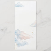 Teddy Bear Blue Balloons Blue Bow Clouds Baby Boy Menükarte (Rückseite)