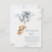 Teddy Bear Blue Balloons bow Baby Boy Dankeskarte (Vorderseite)