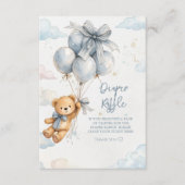 Teddy Bear Blue Balloons Clouds Baby Boy Begleitkarte (Vorderseite)
