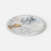  Teddy Bear Blue Balloons Clouds Baby Boy Pappteller (Schrägansicht)