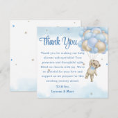 Teddy Bear Blue Balloons Danke Karte (Vorne/Hinten)
