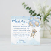 Teddy Bear Blue Balloons Danke Karte (Stehend Vorderseite)