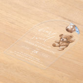 Teddy Bear, Blue Balloons, erster Geburtstag Acryleinladungen (Ablage )