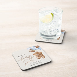 Teddy Bear, Blue Balloons, erster Geburtstag Getränkeuntersetzer