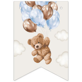 Teddy Bear, Blue Balloons, erster Geburtstag Wimpelkette