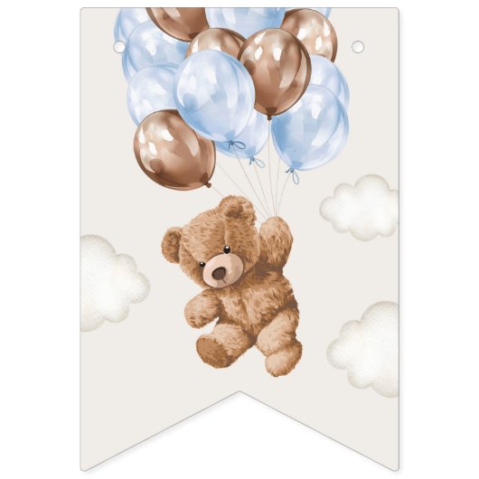 Teddy Bear, Blue Balloons, erster Geburtstag Wimpelkette (Erste Fahne)