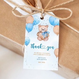 Teddy Bear Blue Balloons Gift Tags Geschenkanhänger