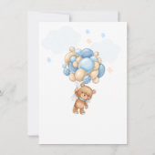 Teddy Bear Blue Balloons Kinderdusche Einladung (Rückseite)