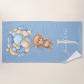 Teddy Bear Blue Balloons Strandtuch für Kinder (Vorderseite)