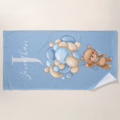 Teddy Bear Blue Balloons Strandtuch für Kinder (Vorderseite)
