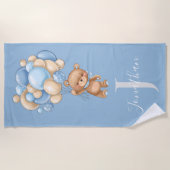 Teddy Bear Blue Balloons Strandtuch für Kinder (Vorderseite)