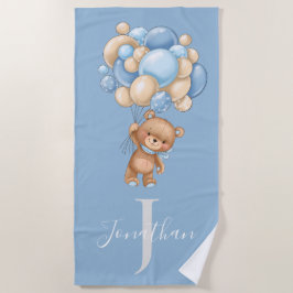 Teddy Bear Blue Balloons Strandtuch für Kinder