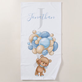 Teddy Bear Blue Balloons Strandtuch für Kinder